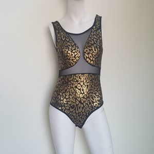 Gold and Black Leopard Print Bodysuit